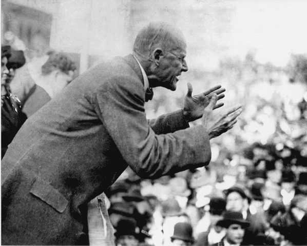 Debs speaking to crowd about his candidacy as President